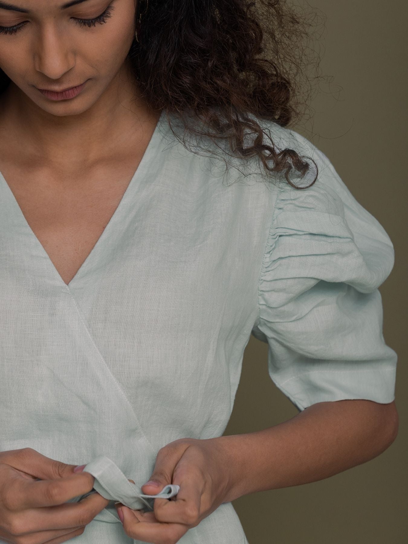 Releve Fashion Reistor Mint Butterflies On the Beach Wrap Top Ethical Designer Brand Sustainable Fashion Conscious Clothing Purchase with Purpose Shop for Good