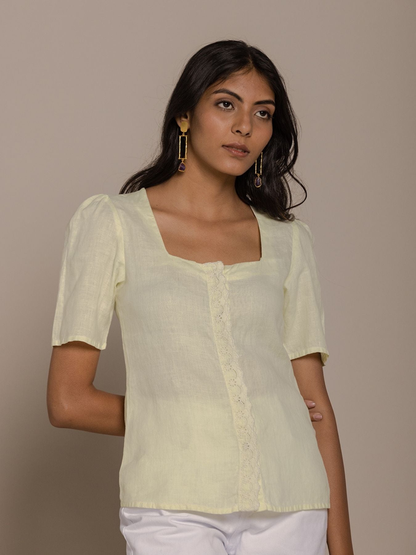 Releve Fashion Reistor Lemon Cherry Chapstick Kisses 1/2 Sleeves Top Ethical Designer Brand Sustainable Fashion Conscious Clothing Purchase with Purpose Shop for Good