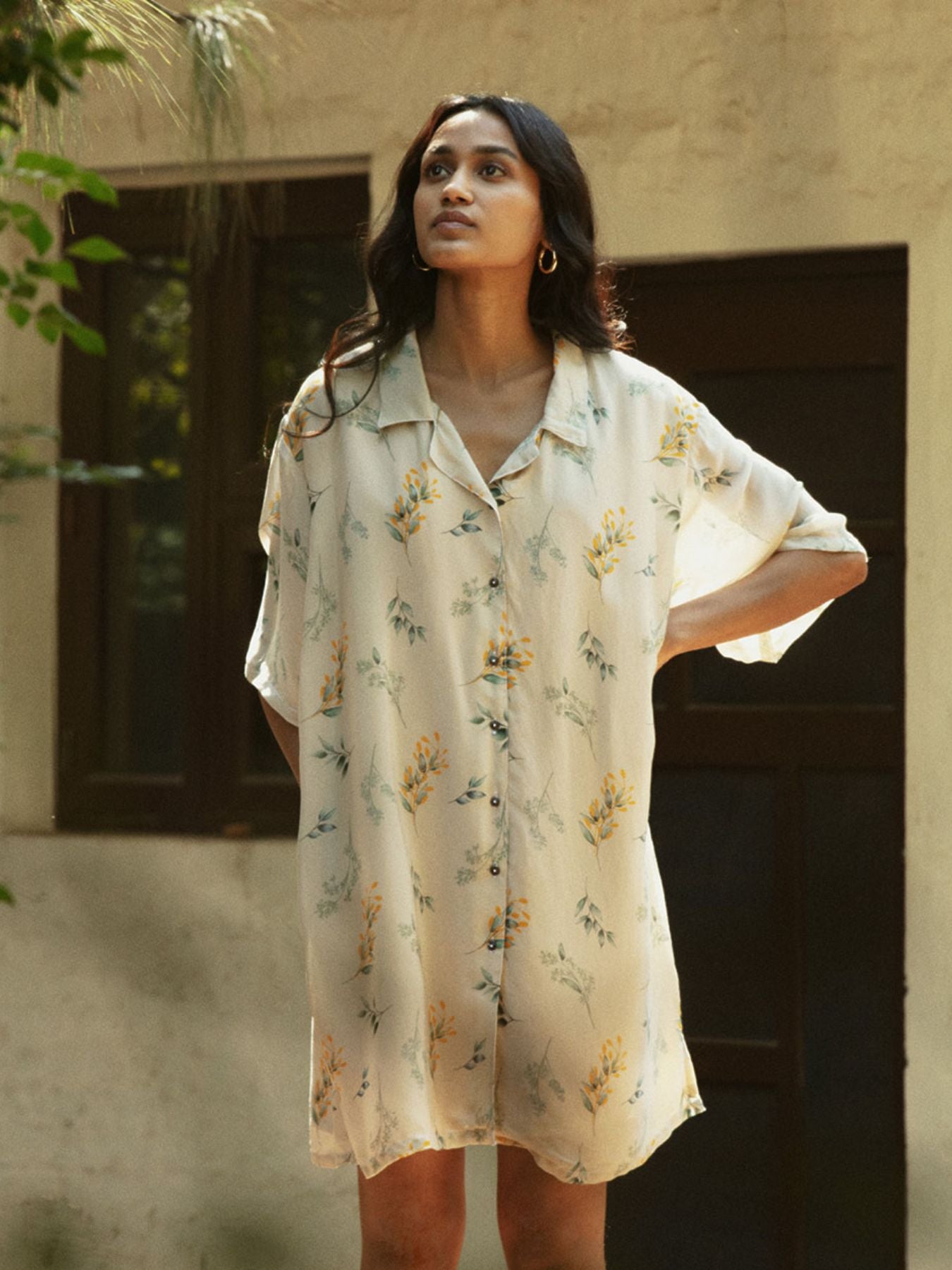 Releve Fashion Reistor Fields of Summer Dress Swaying Leaves Print Ethical Designer Brand Sustainable Fashion Conscious Clothing Purchase with Purpose Shop for Good