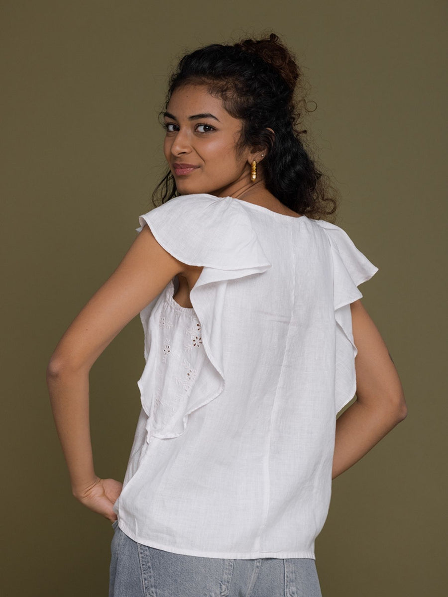 Releve Fashion Reistor White On the Summer Mood Top Ethical Designer Brand Sustainable Fashion Conscious Clothing Purchase with Purpose Shop for Good