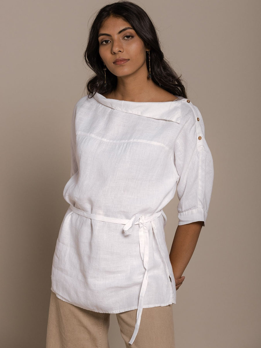 Releve Fashion Reistor White Let's Stay Home Top Ethical Designer Brand Sustainable Fashion Conscious Clothing Purchase with Purpose Shop for Good