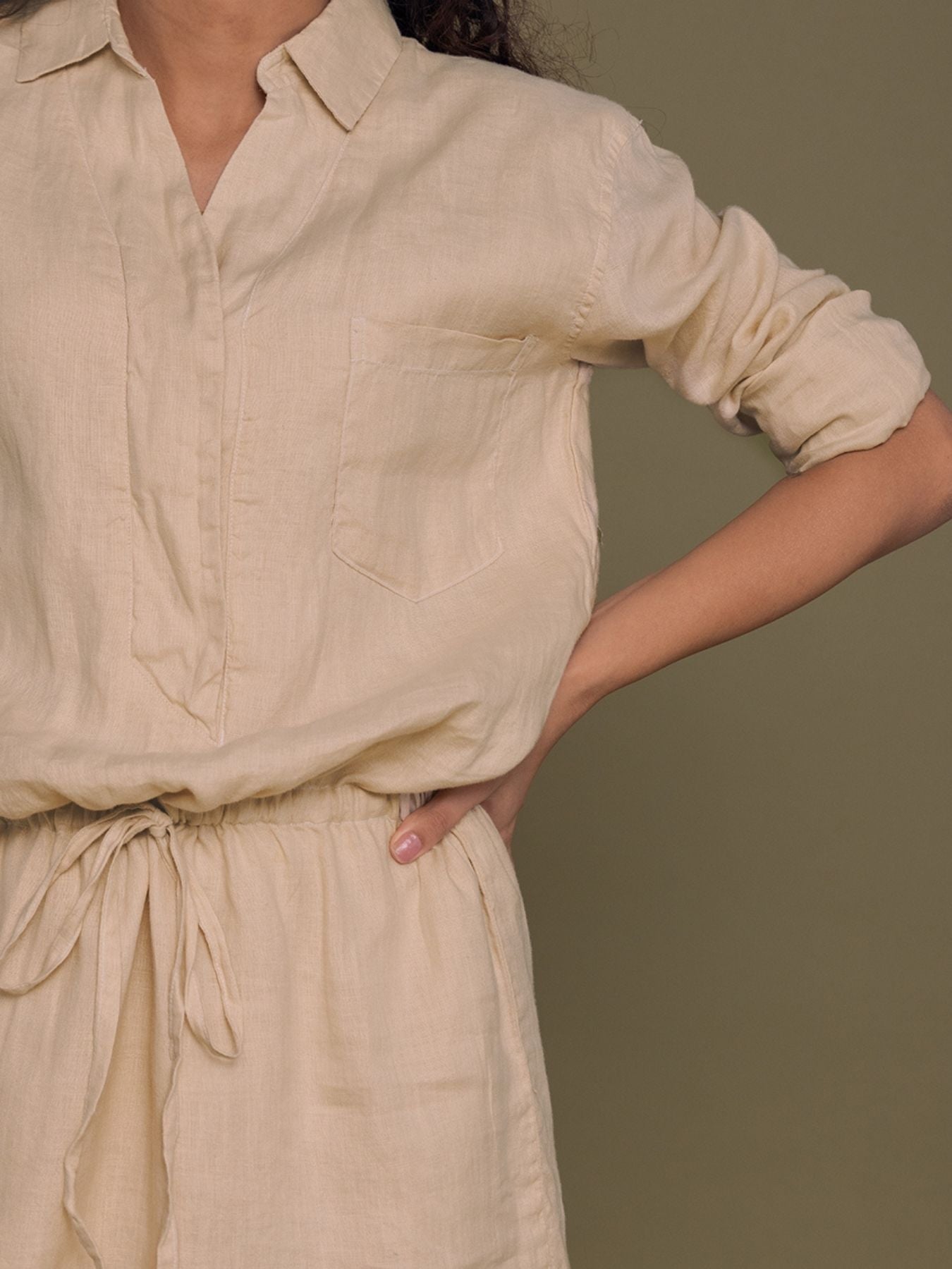 Releve Fashion Reistor Beige Meet Me by The Cliff Dress Ethical Designer Brand Sustainable Fashion Conscious Clothing Purchase with Purpose Shop for Good