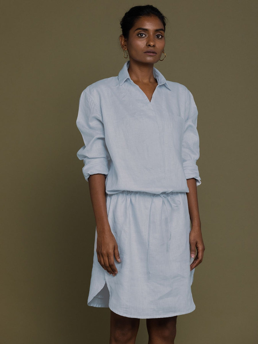 Releve Fashion Reistor Blue Meet Me by The Cliff Dress Ethical Designer Brand Sustainable Fashion Conscious Clothing Purchase with Purpose Shop for Good