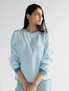 Releve Fashion Reistor Blue Pacific Blue Long Sleeves Top Ethical Designer Brand Sustainable Fashion Conscious Clothing Purchase with Purpose Shop for Good