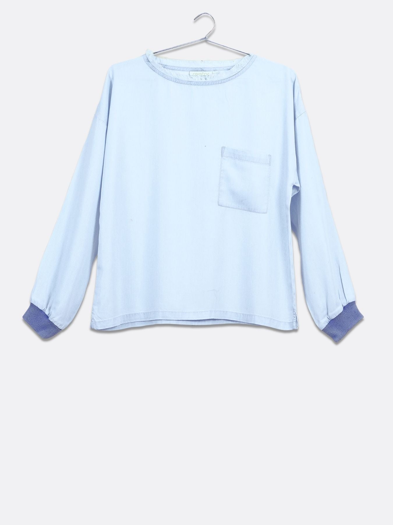 Releve Fashion Reistor Blue Pacific Blue Long Sleeves Top Ethical Designer Brand Sustainable Fashion Conscious Clothing Purchase with Purpose Shop for Good