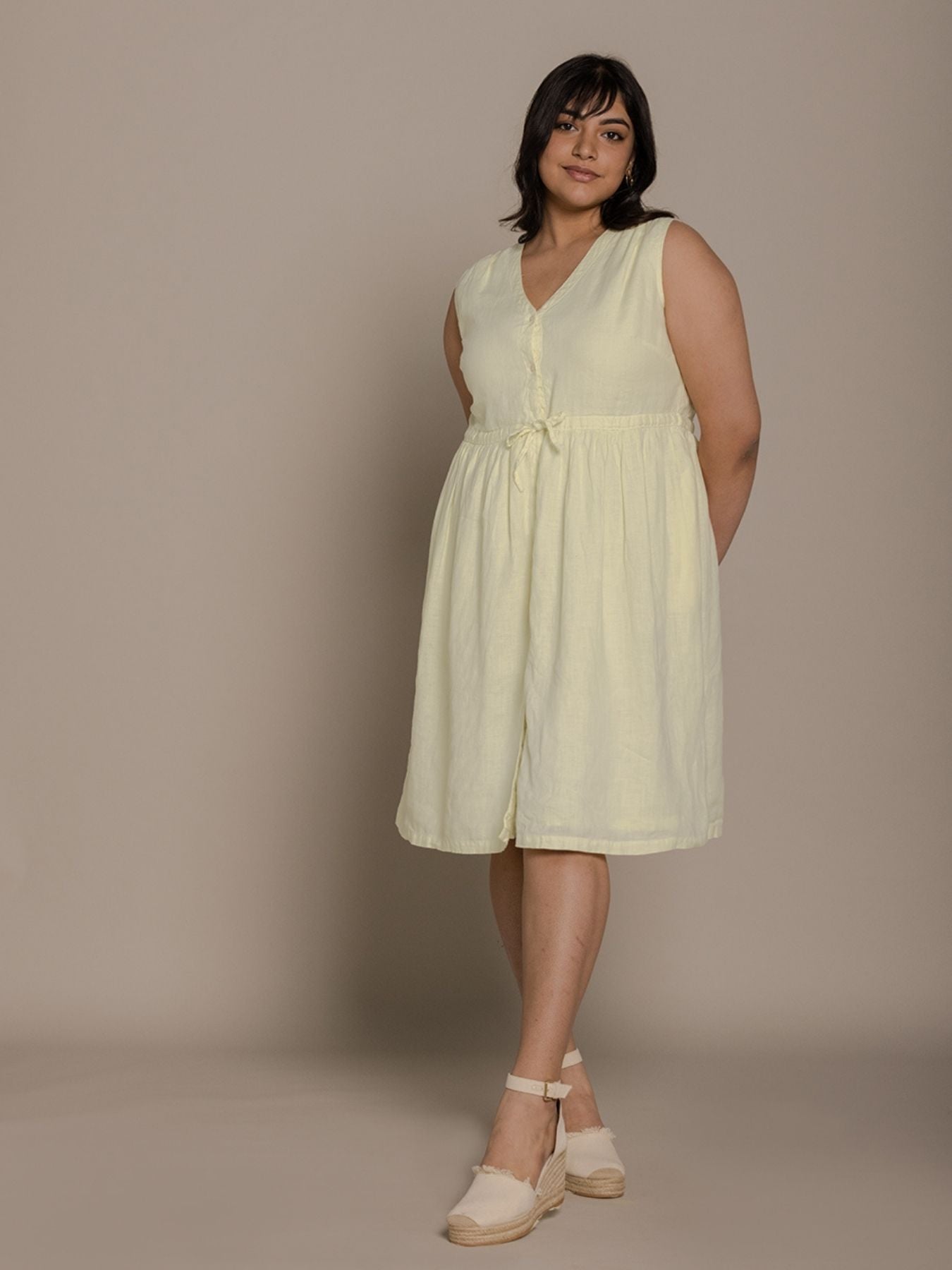 Releve Fashion Reistor Lemon Pina Colada Season Drawstring Dress Ethical Designer Brand Sustainable Fashion Conscious Clothing Purchase with Purpose Shop for Good