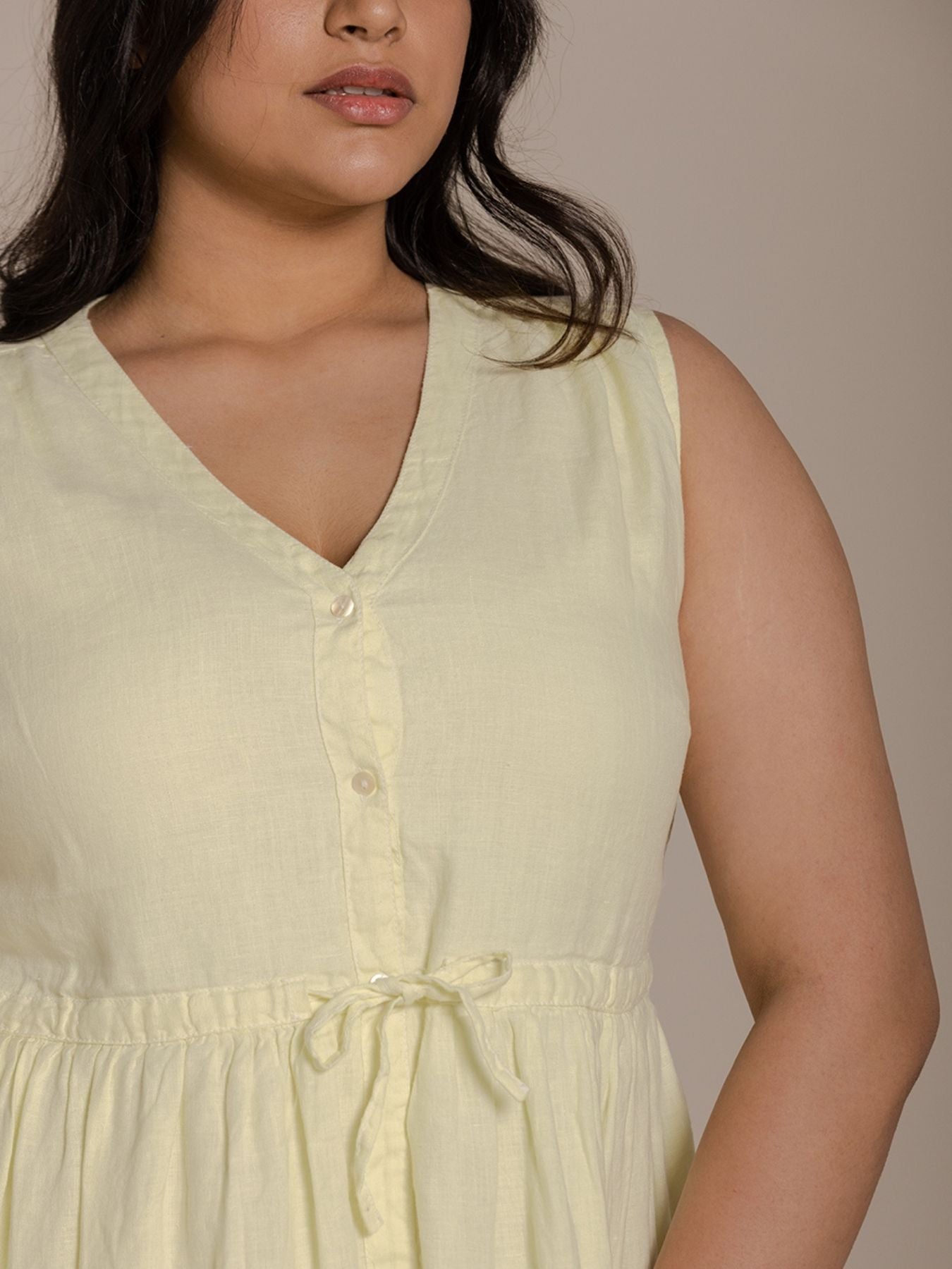 Releve Fashion Reistor Lemon Pina Colada Season Drawstring Dress Ethical Designer Brand Sustainable Fashion Conscious Clothing Purchase with Purpose Shop for Good