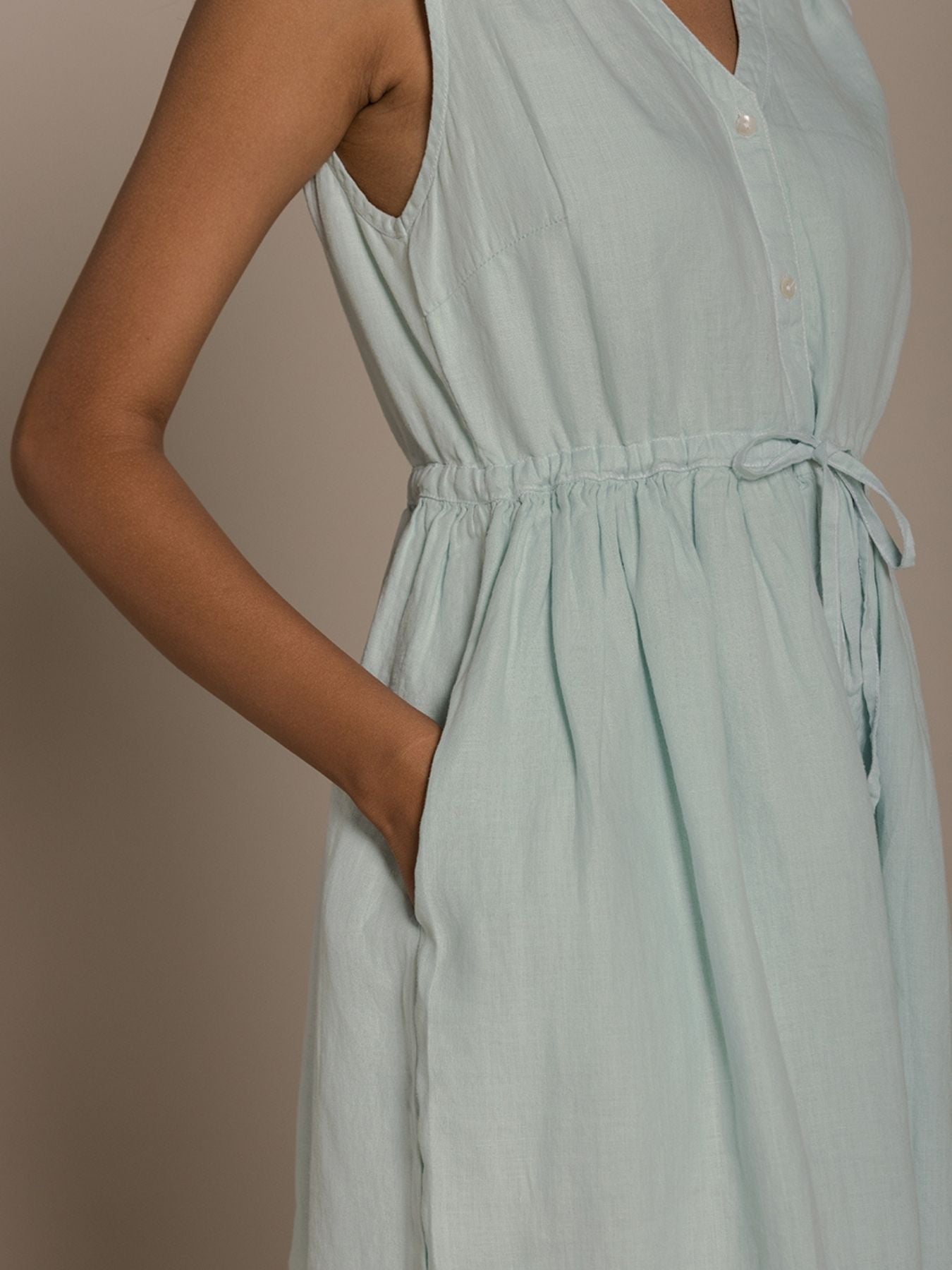 Releve Fashion Reistor Mint Pina Colada Season Drawstring Dress Ethical Designer Brand Sustainable Fashion Conscious Clothing Purchase with Purpose Shop for Good