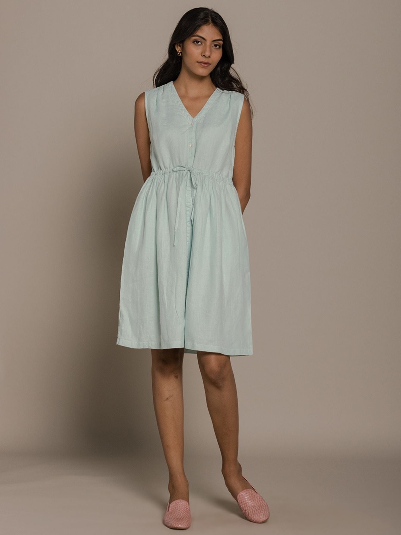 Releve Fashion Reistor Mint Pina Colada Season Drawstring Dress Ethical Designer Brand Sustainable Fashion Conscious Clothing Purchase with Purpose Shop for Good