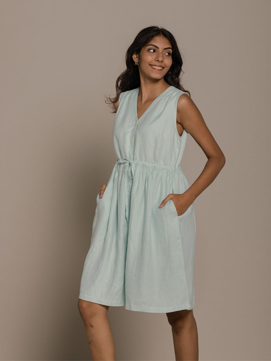 Releve Fashion Reistor Mint Pina Colada Season Drawstring Dress Ethical Designer Brand Sustainable Fashion Conscious Clothing Purchase with Purpose Shop for Good