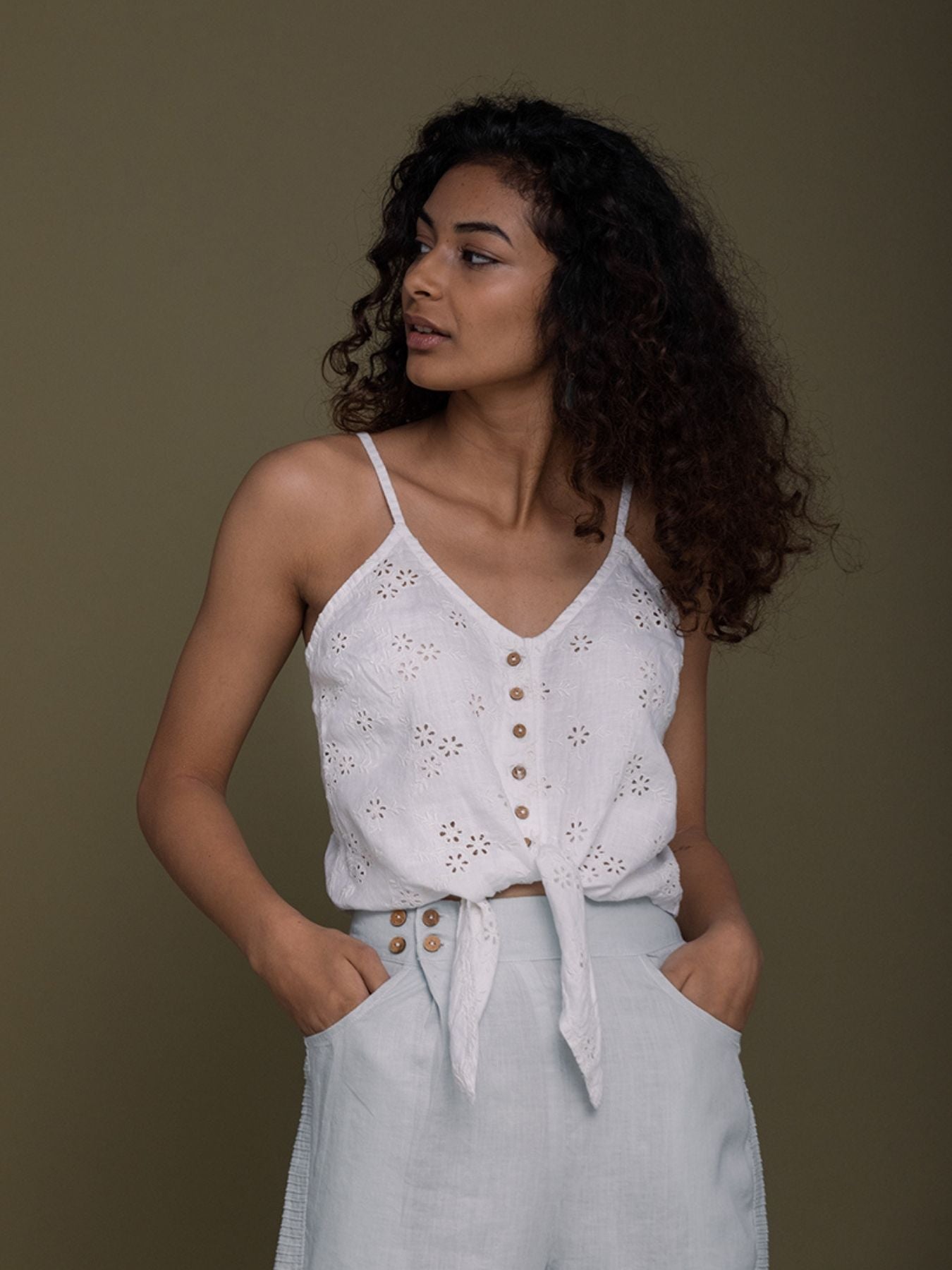 Releve Fashion Reistor White Pool Day Tan Lines Straps Top Ethical Designer Brand Sustainable Fashion Conscious Clothing Purchase with Purpose Shop for Good