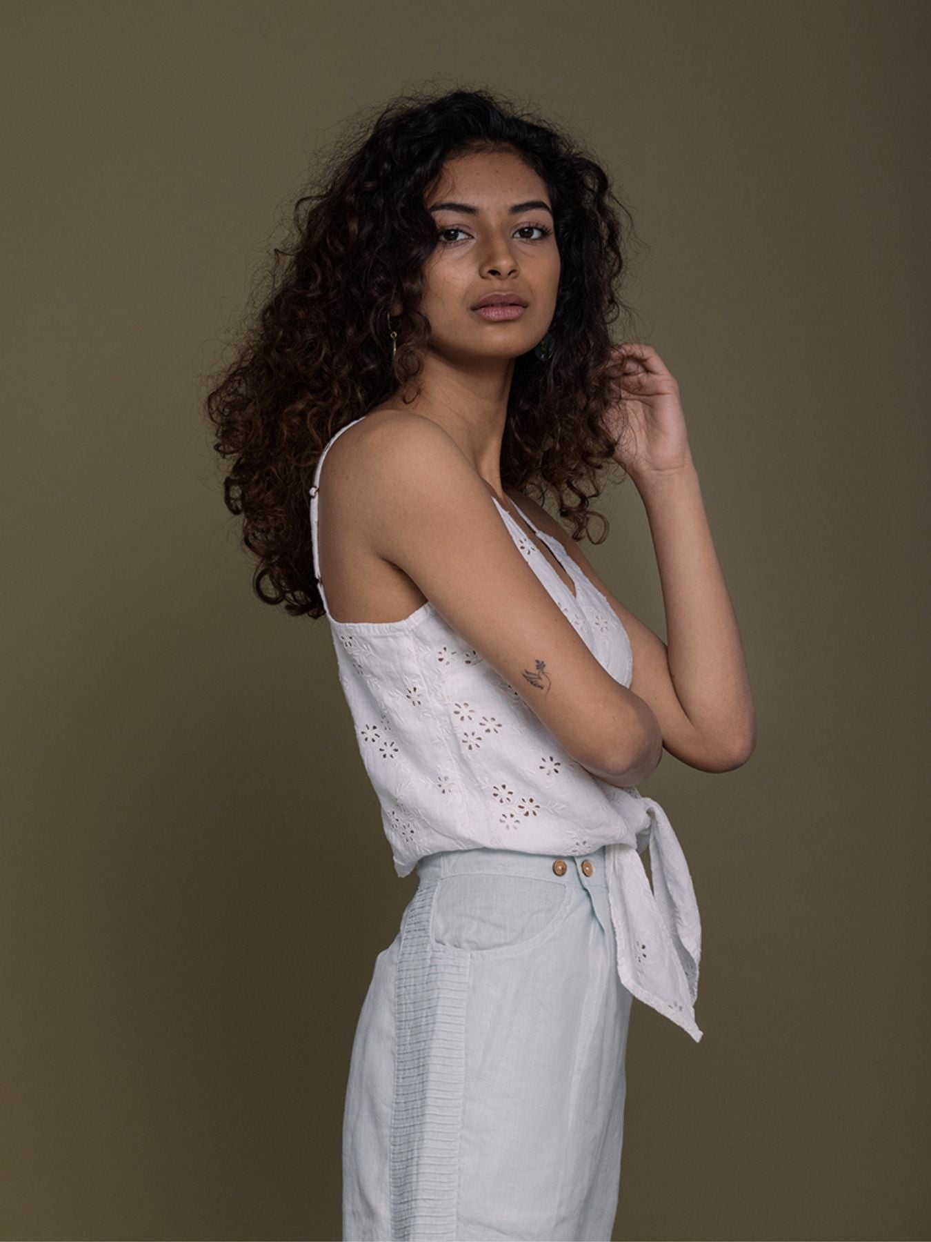 Releve Fashion Reistor White Pool Day Tan Lines Straps Top Ethical Designer Brand Sustainable Fashion Conscious Clothing Purchase with Purpose Shop for Good