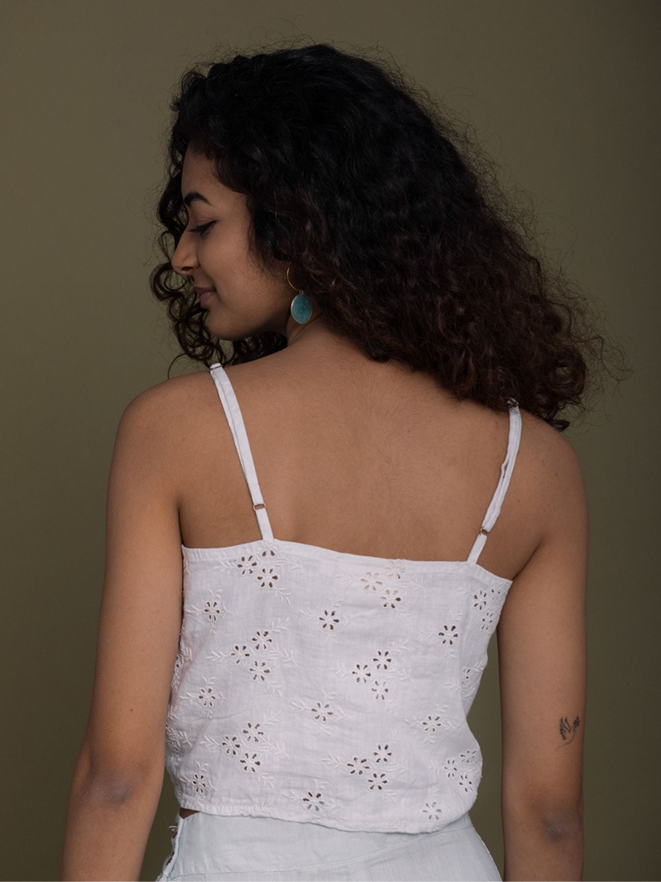 Releve Fashion Reistor White Pool Day Tan Lines Straps Top Ethical Designer Brand Sustainable Fashion Conscious Clothing Purchase with Purpose Shop for Good