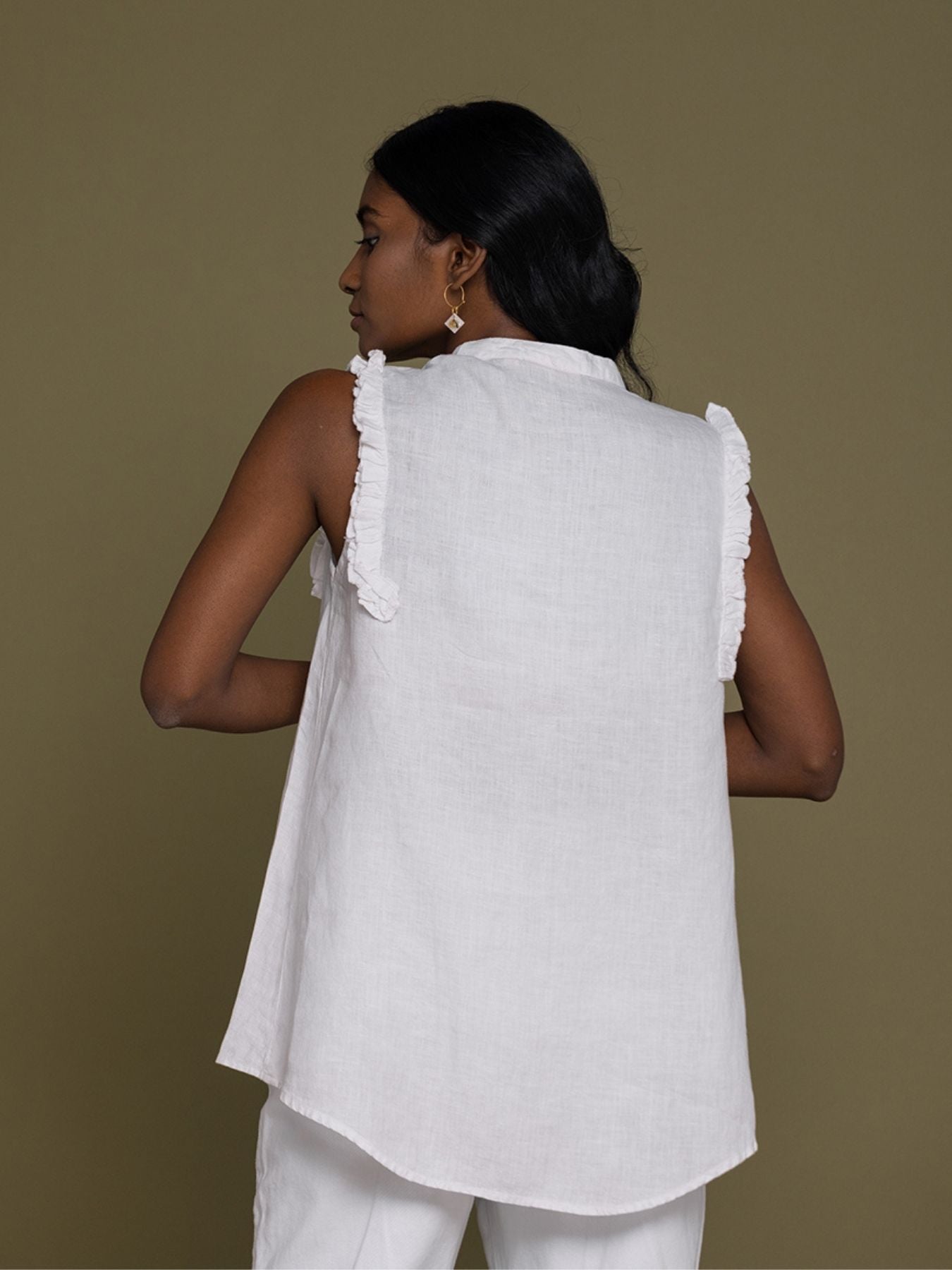 Releve Fashion Reistor White Wind in My Hair Sleeveless Top Ethical Designer Brand Sustainable Fashion Conscious Clothing Purchase with Purpose Shop for Good