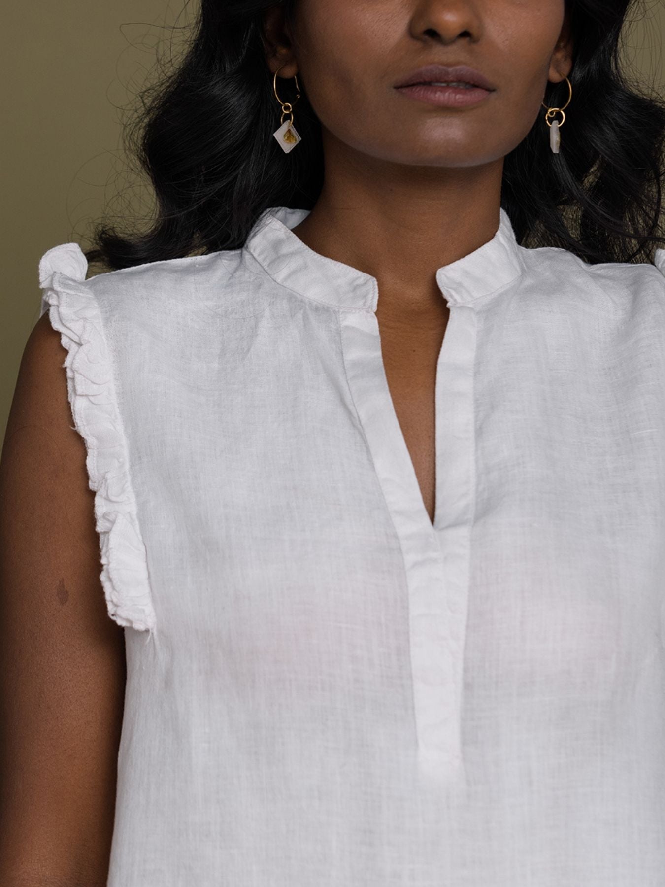 Releve Fashion Reistor White Wind in My Hair Sleeveless Top Ethical Designer Brand Sustainable Fashion Conscious Clothing Purchase with Purpose Shop for Good