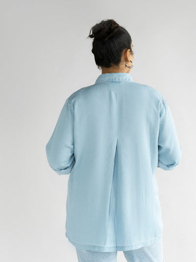 Releve Fashion Reistor Blue Ready for the World Shirt Ethical Designer Brand Sustainable Fashion Conscious Clothing Purchase with Purpose Shop for Good