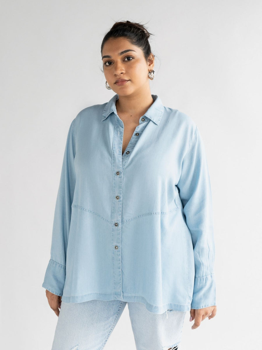 Releve Fashion Reistor Blue Ready for the World Shirt Ethical Designer Brand Sustainable Fashion Conscious Clothing Purchase with Purpose Shop for Good
