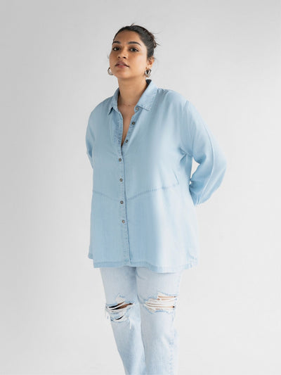 Releve Fashion Reistor Blue Ready for the World Shirt Ethical Designer Brand Sustainable Fashion Conscious Clothing Purchase with Purpose Shop for Good