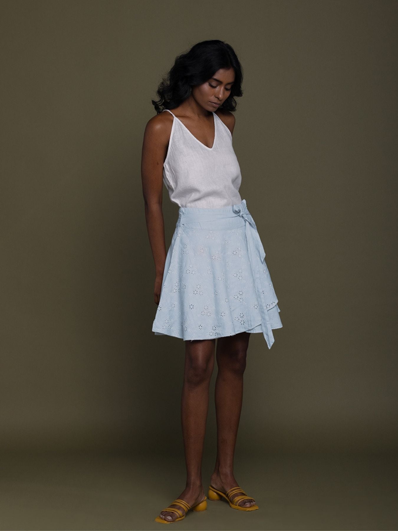 Releve Fashion Reistor Blue Sand In My Toes Wrap Skirt Ethical Designer Brand Sustainable Fashion Conscious Clothing Purchase with Purpose Shop for Good