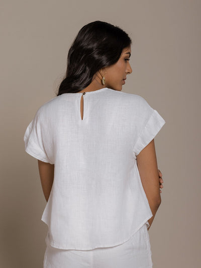 Releve Fashion Reistor White Sandcastle Saturdays Short Sleeves Top Ethical Designer Brand Sustainable Fashion Conscious Clothing Purchase with Purpose Shop for Good
