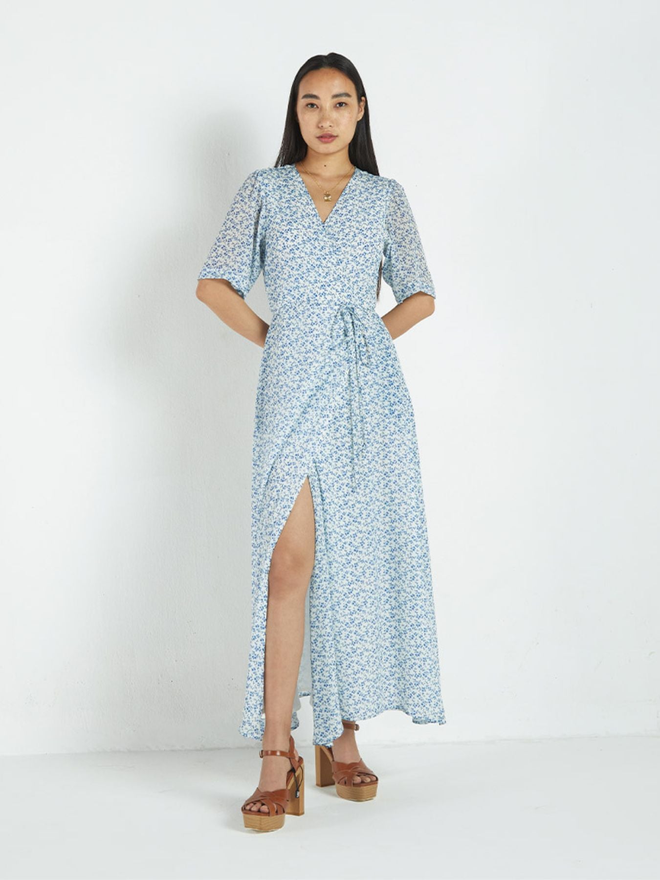 Releve Fashion Reistor Summer Rains Dress Forget Me Not Print Ethical Designer Brand Sustainable Fashion Conscious Clothing Purchase with Purpose Shop for Good