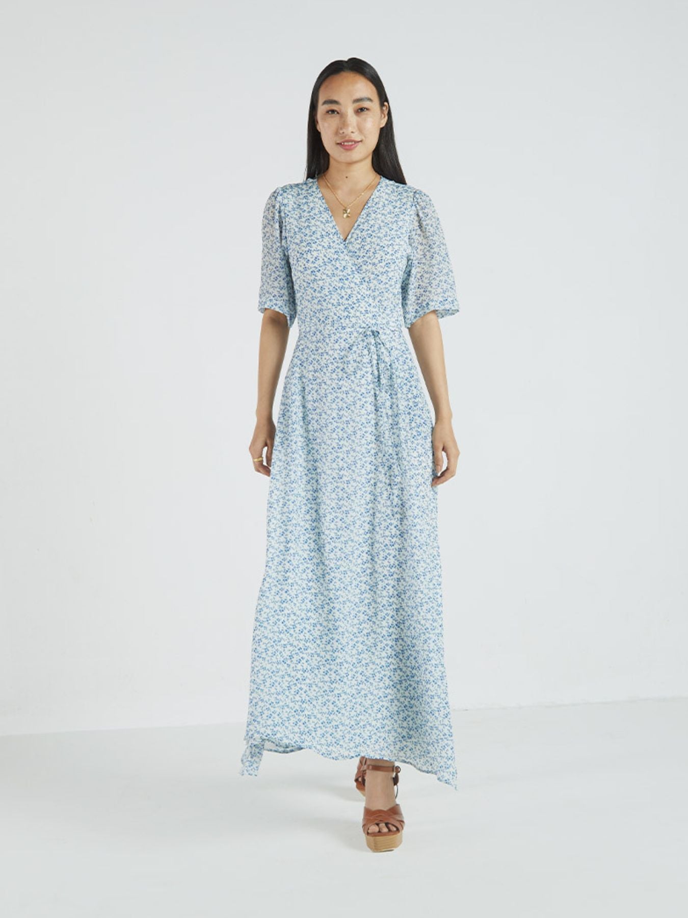 Releve Fashion Reistor Summer Rains Dress Forget Me Not Print Ethical Designer Brand Sustainable Fashion Conscious Clothing Purchase with Purpose Shop for Good