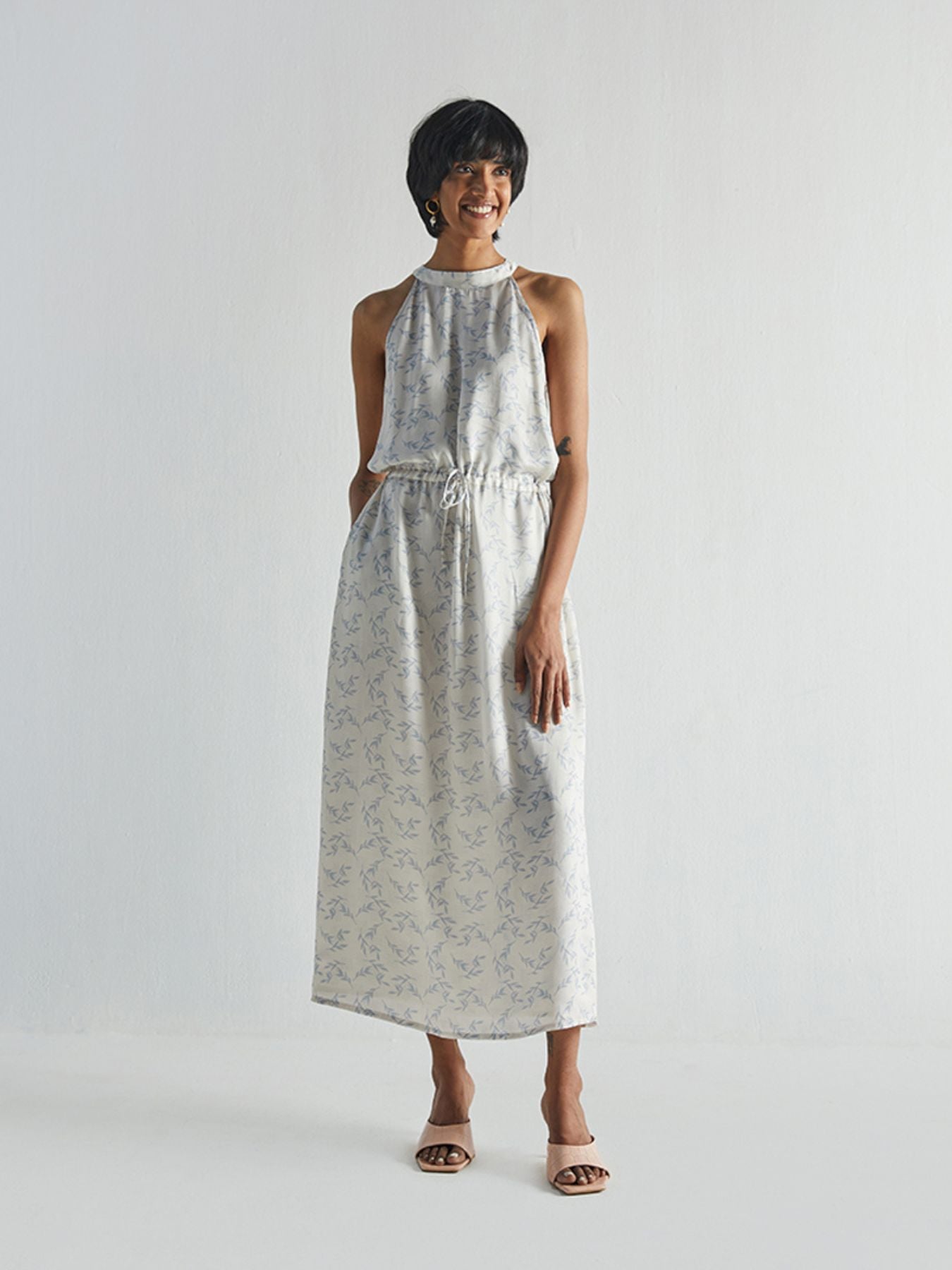 Sundazed and Sultry Dress, Blue Orchard Print