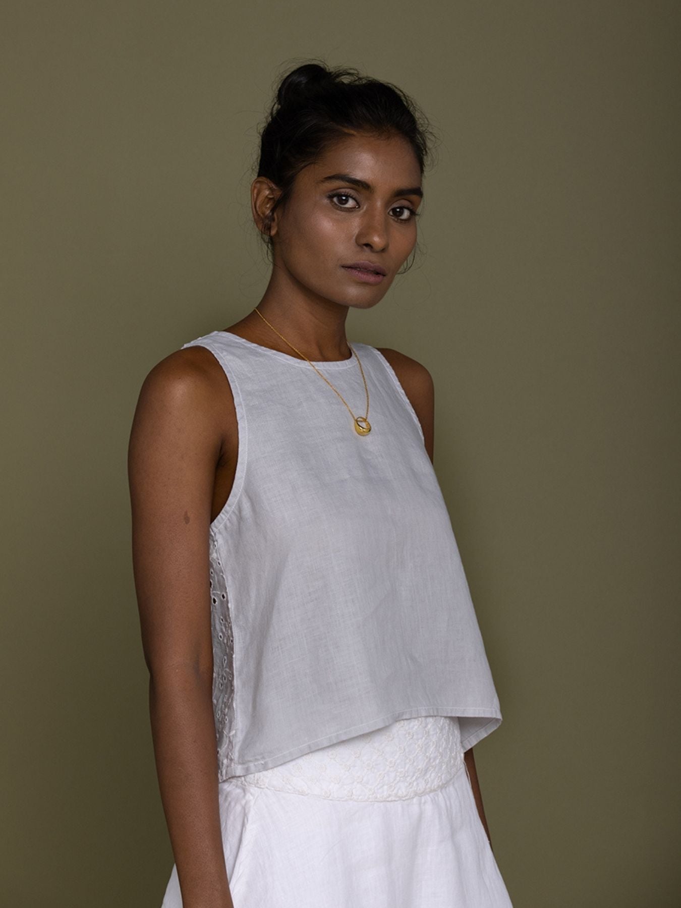 Releve Fashion Reistor Grey Sunshine and Streetlight Sleeveless Top Ethical Designer Brand Sustainable Fashion Conscious Clothing Purchase with Purpose Shop for Good