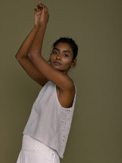 Releve Fashion Reistor Grey Sunshine and Streetlight Sleeveless Top Ethical Designer Brand Sustainable Fashion Conscious Clothing Purchase with Purpose Shop for Good
