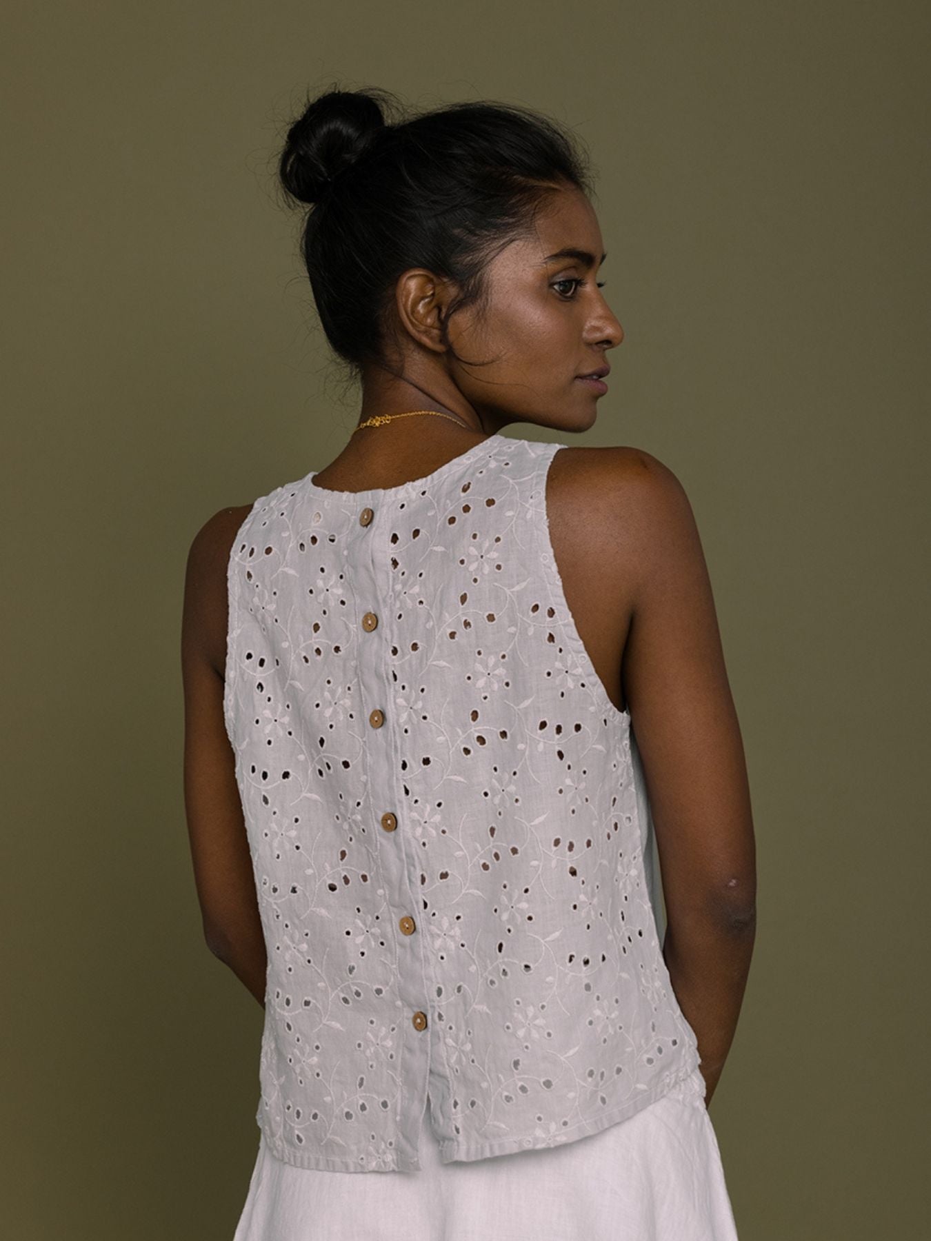 Releve Fashion Reistor Grey Sunshine and Streetlight Sleeveless Top Ethical Designer Brand Sustainable Fashion Conscious Clothing Purchase with Purpose Shop for Good