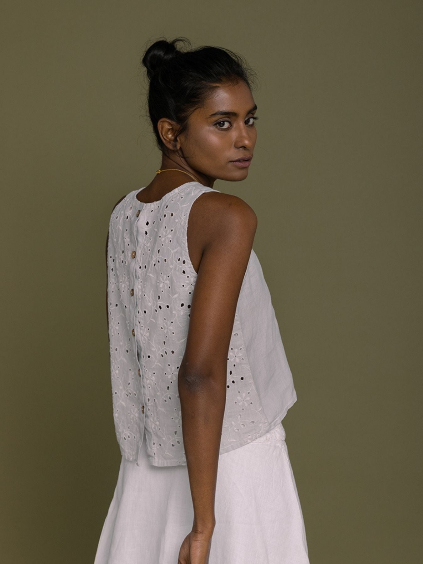 Releve Fashion Reistor Grey Sunshine and Streetlight Sleeveless Top Ethical Designer Brand Sustainable Fashion Conscious Clothing Purchase with Purpose Shop for Good