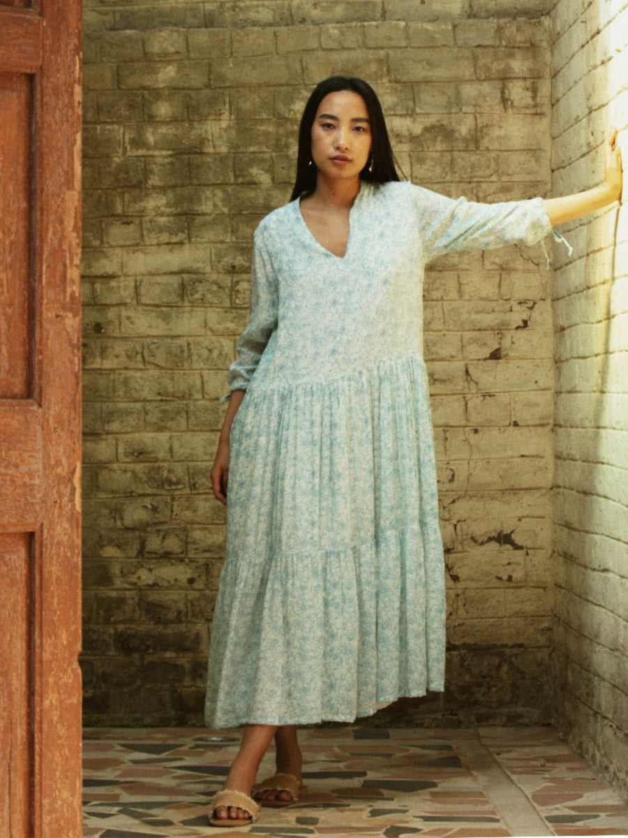 Releve Fashion Reistor Sunshine In My Hair Dress Dotted Paisley Print Ethical Designer Brand Sustainable Fashion Conscious Clothing Purchase with Purpose Shop for Good