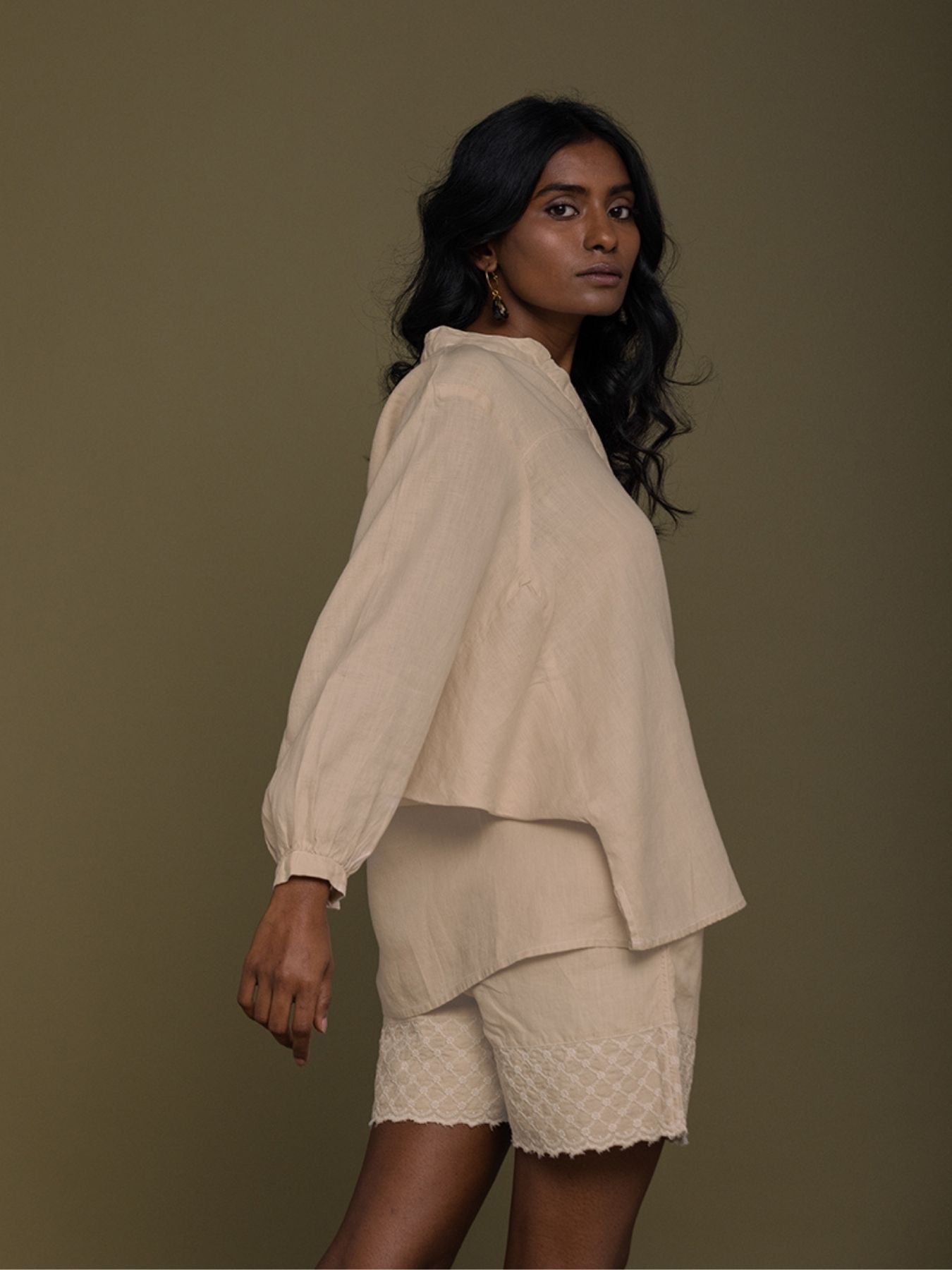 Releve Fashion Reistor Beige The Afternoon Thunderstorm Shirt Ethical Designer Brand Sustainable Fashion Conscious Clothing Purchase with Purpose Shop for Good