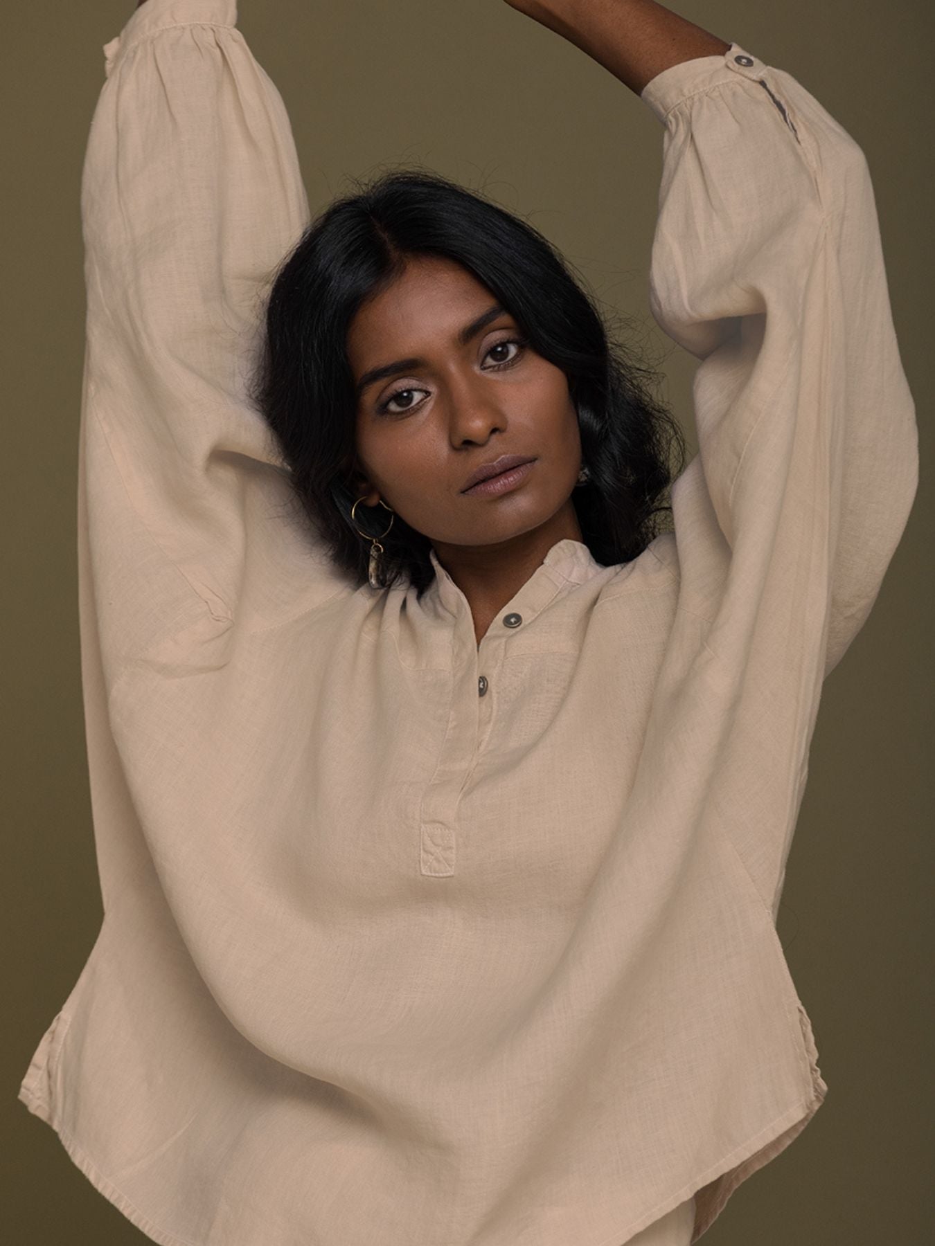 Releve Fashion Reistor Beige The Afternoon Thunderstorm Shirt Ethical Designer Brand Sustainable Fashion Conscious Clothing Purchase with Purpose Shop for Good