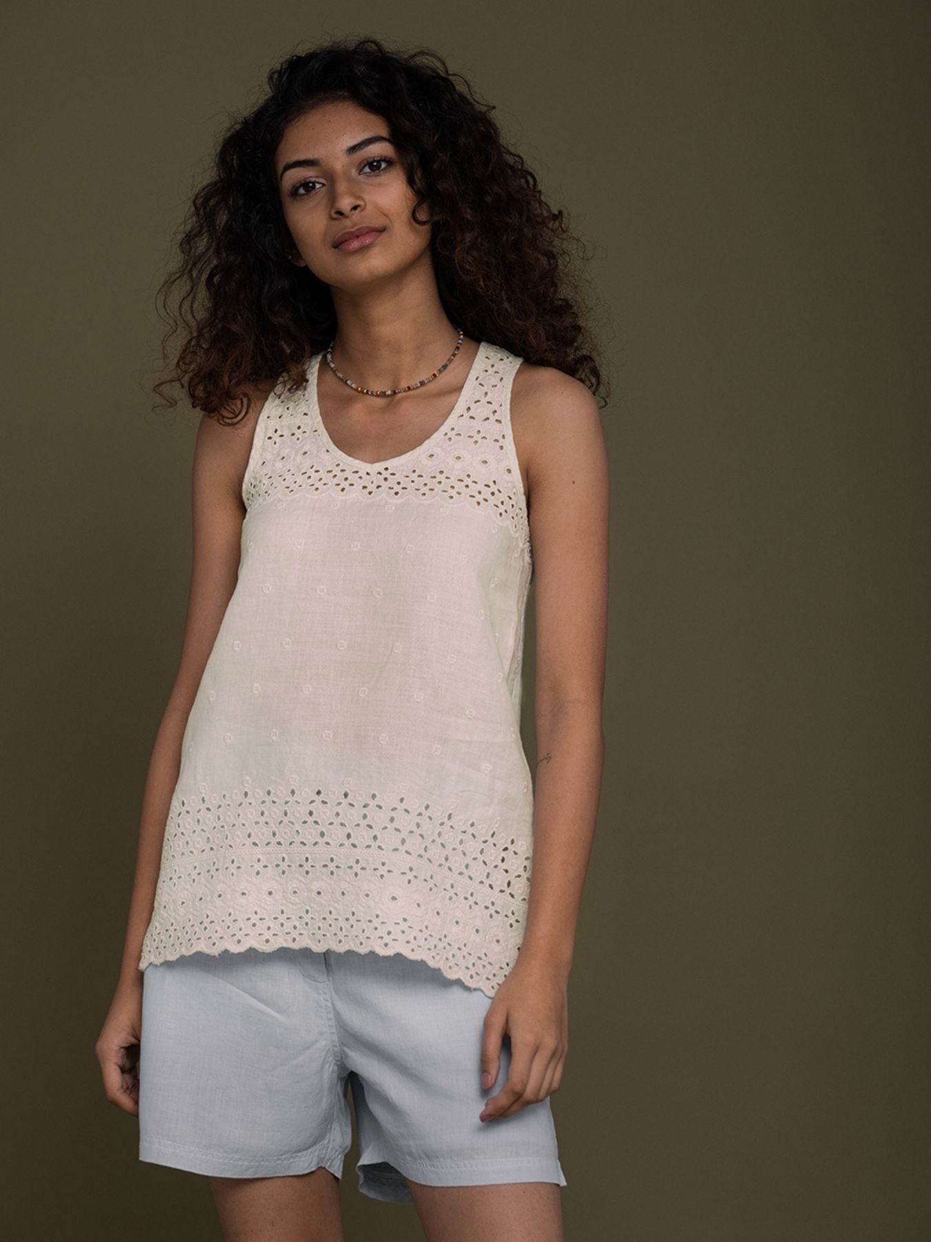 Releve Fashion Reistor Off White The Beach Shack Tank Shirt Ethical Designer Brand Sustainable Fashion Conscious Clothing Purchase with Purpose Shop for Good