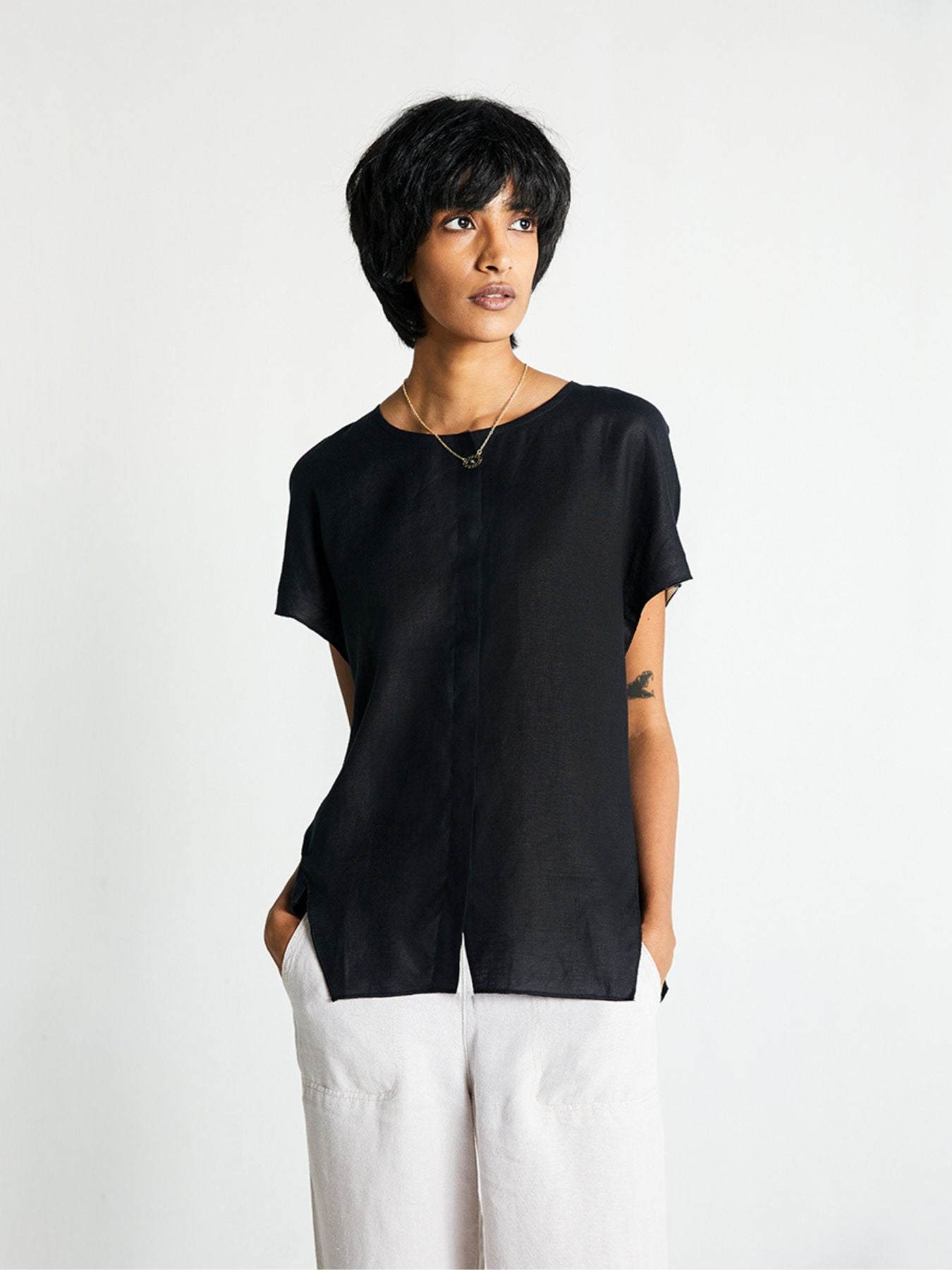 Releve Fashion Reistor The Black Box Top Black Ethical Designer Brand Sustainable Fashion Conscious Clothing Purchase with Purpose Shop for Good