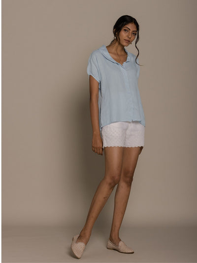 Releve Fashion Reistor Blue The Morning Coffee Run Shirt Ethical Designer Brand Sustainable Fashion Conscious Clothing Purchase with Purpose Shop for Good