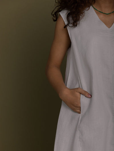 Releve Fashion Reistor Grey The Musical Dusk Sleeveless Dress Ethical Designer Brand Sustainable Fashion Conscious Clothing Purchase with Purpose Shop for Good