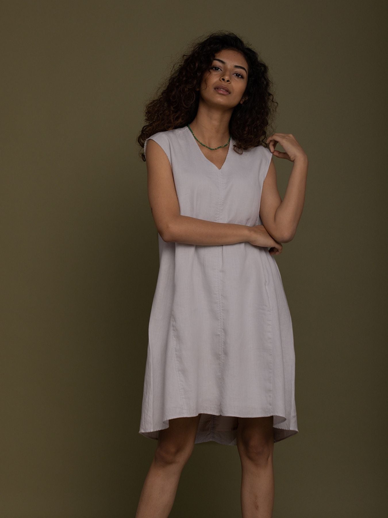 Releve Fashion Reistor Grey The Musical Dusk Sleeveless Dress Ethical Designer Brand Sustainable Fashion Conscious Clothing Purchase with Purpose Shop for Good