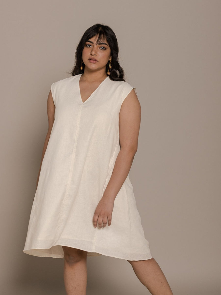 Releve Fashion Reistor White The Musical Dusk Sleeveless Dress Ethical Designer Brand Sustainable Fashion Conscious Clothing Purchase with Purpose Shop for Good