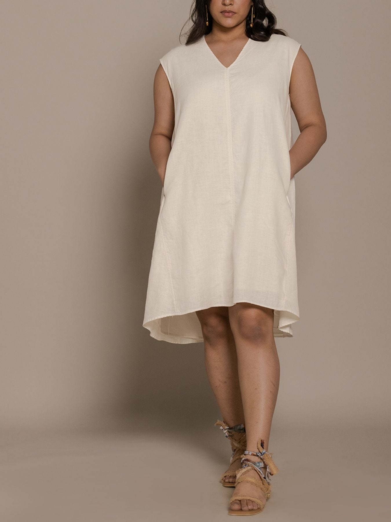 Releve Fashion Reistor White The Musical Dusk Sleeveless Dress Ethical Designer Brand Sustainable Fashion Conscious Clothing Purchase with Purpose Shop for Good