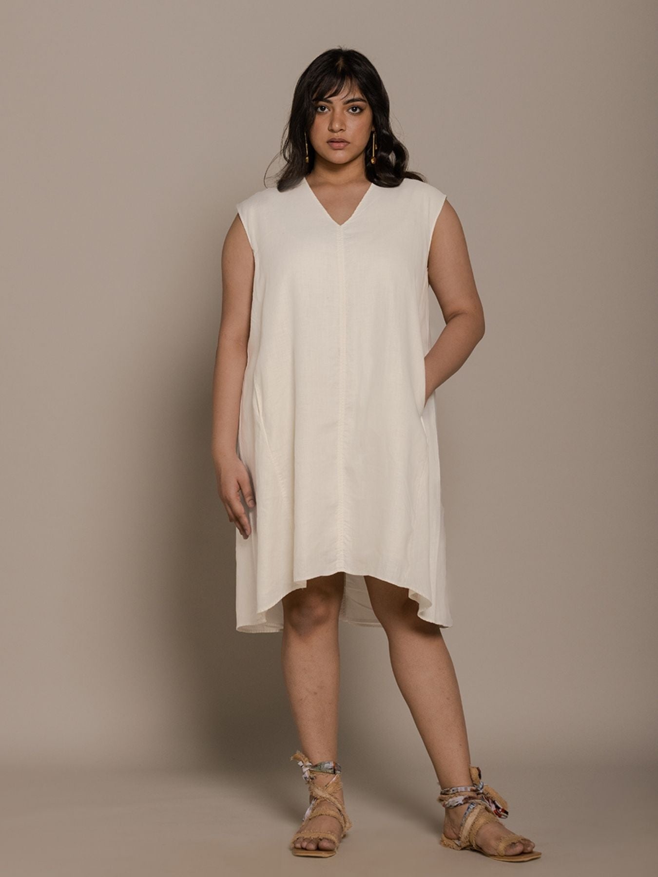 Releve Fashion Reistor White The Musical Dusk Sleeveless Dress Ethical Designer Brand Sustainable Fashion Conscious Clothing Purchase with Purpose Shop for Good