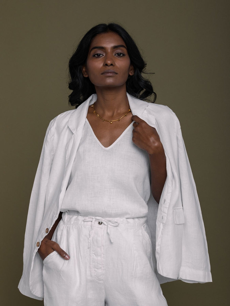 Releve Fashion Reistor White The She's Everything Blazer Ethical Designer Brand Sustainable Fashion Conscious Clothing Purchase with Purpose Shop for Good