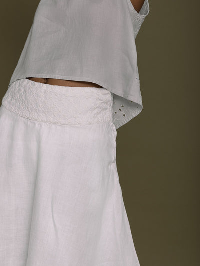 Releve Fashion Reistor White The Summer Camp Skirt Ethical Designer Brand Sustainable Fashion Conscious Clothing Purchase with Purpose Shop for Good