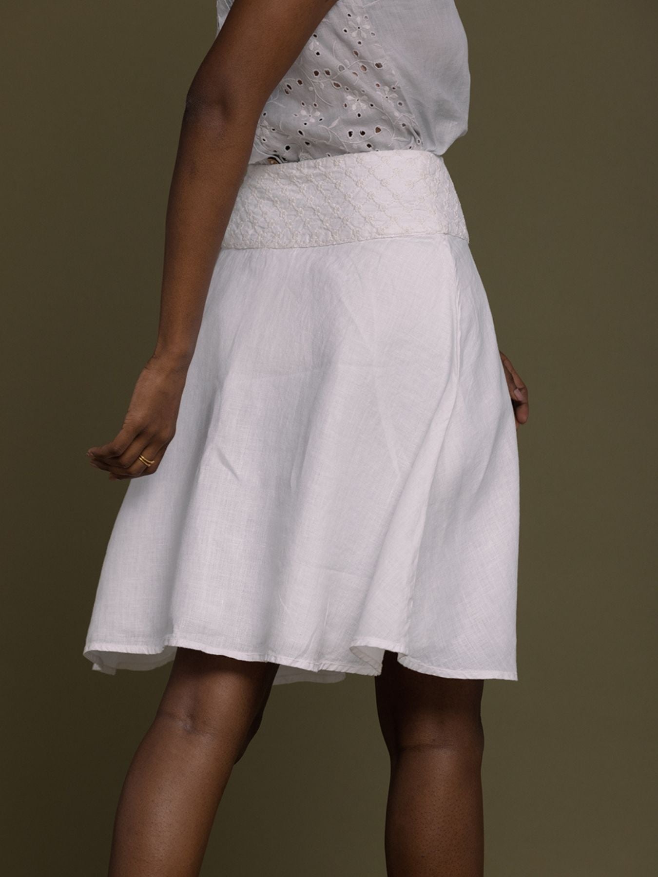 Releve Fashion Reistor White The Summer Camp Skirt Ethical Designer Brand Sustainable Fashion Conscious Clothing Purchase with Purpose Shop for Good