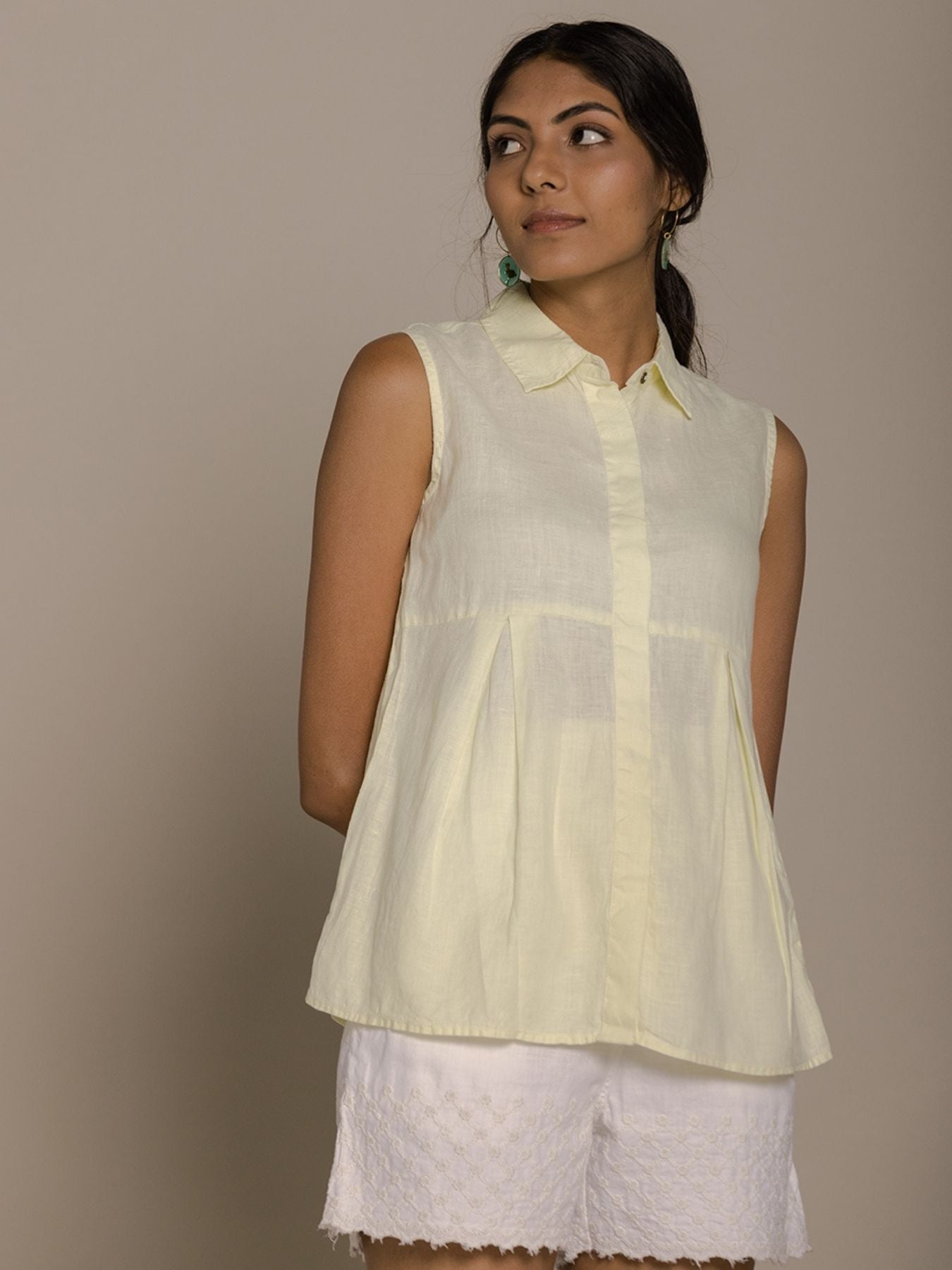 Releve Fashion Reistor Lemon The Summer Haze Sleeveless Shirt Ethical Designer Brand Sustainable Fashion Conscious Clothing Purchase with Purpose Shop for Good