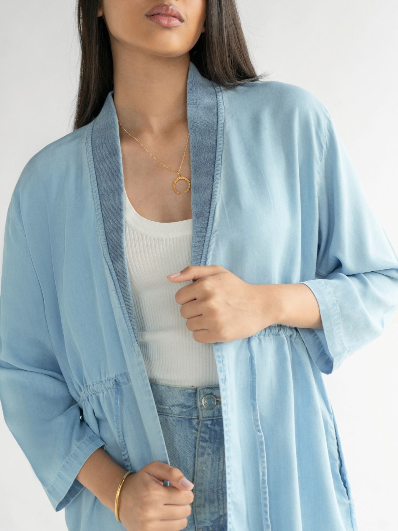 Releve Fashion Reistor Blue The Travel Light Jacket Ethical Designer Brand Sustainable Fashion Conscious Clothing Purchase with Purpose Shop for Good