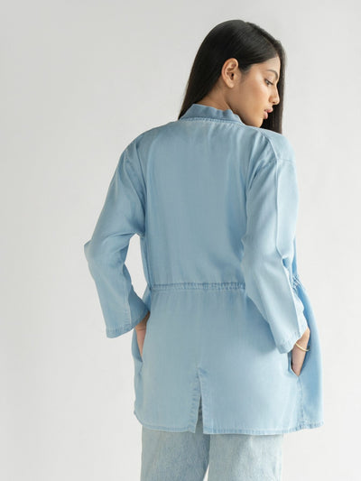 Releve Fashion Reistor Blue The Travel Light Jacket Ethical Designer Brand Sustainable Fashion Conscious Clothing Purchase with Purpose Shop for Good