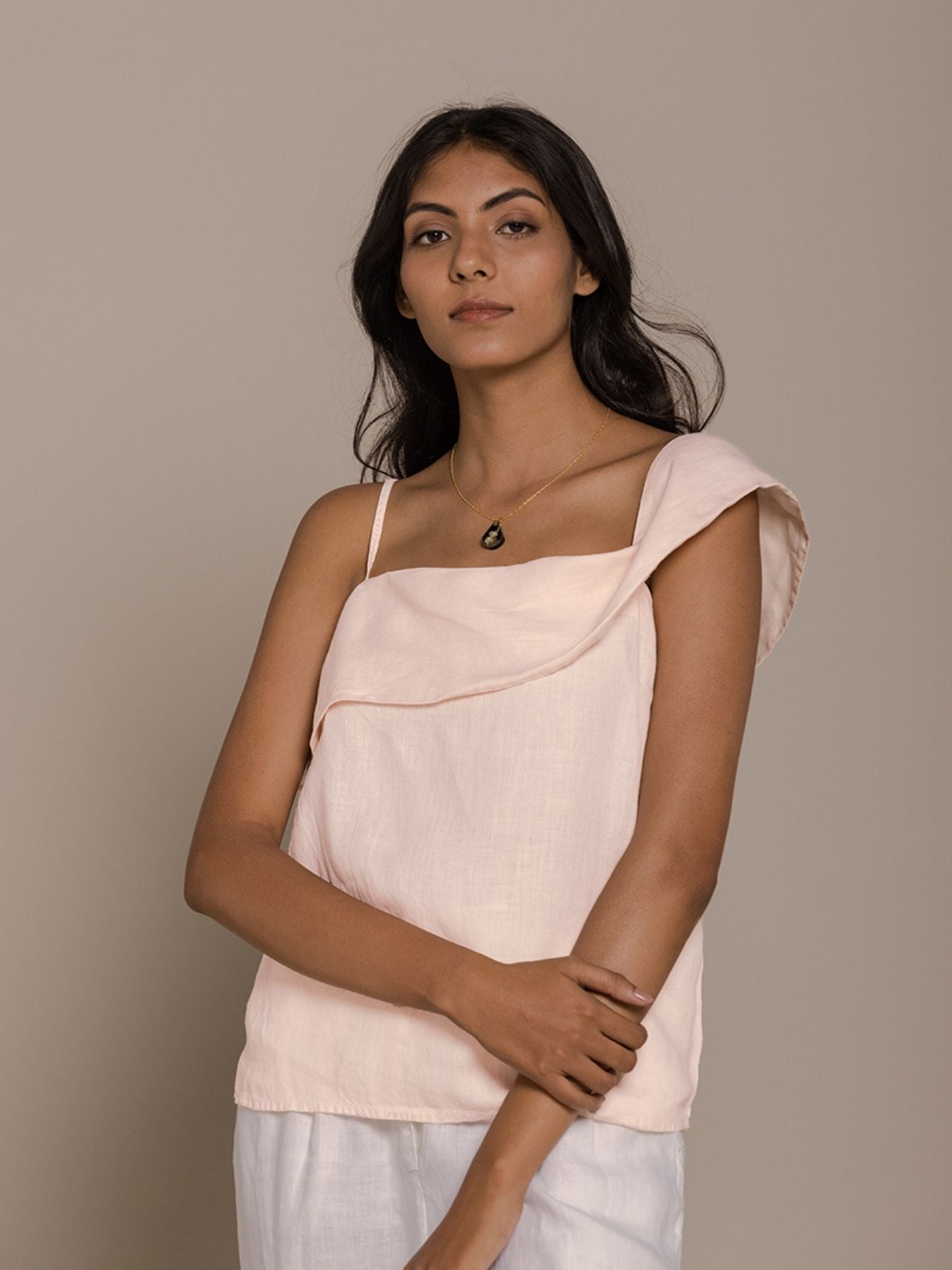 Releve Fashion Reistor Pink The Wandering Wave One-Shoulder Top Ethical Designer Brand Sustainable Fashion Conscious Clothing Purchase with Purpose Shop for Good