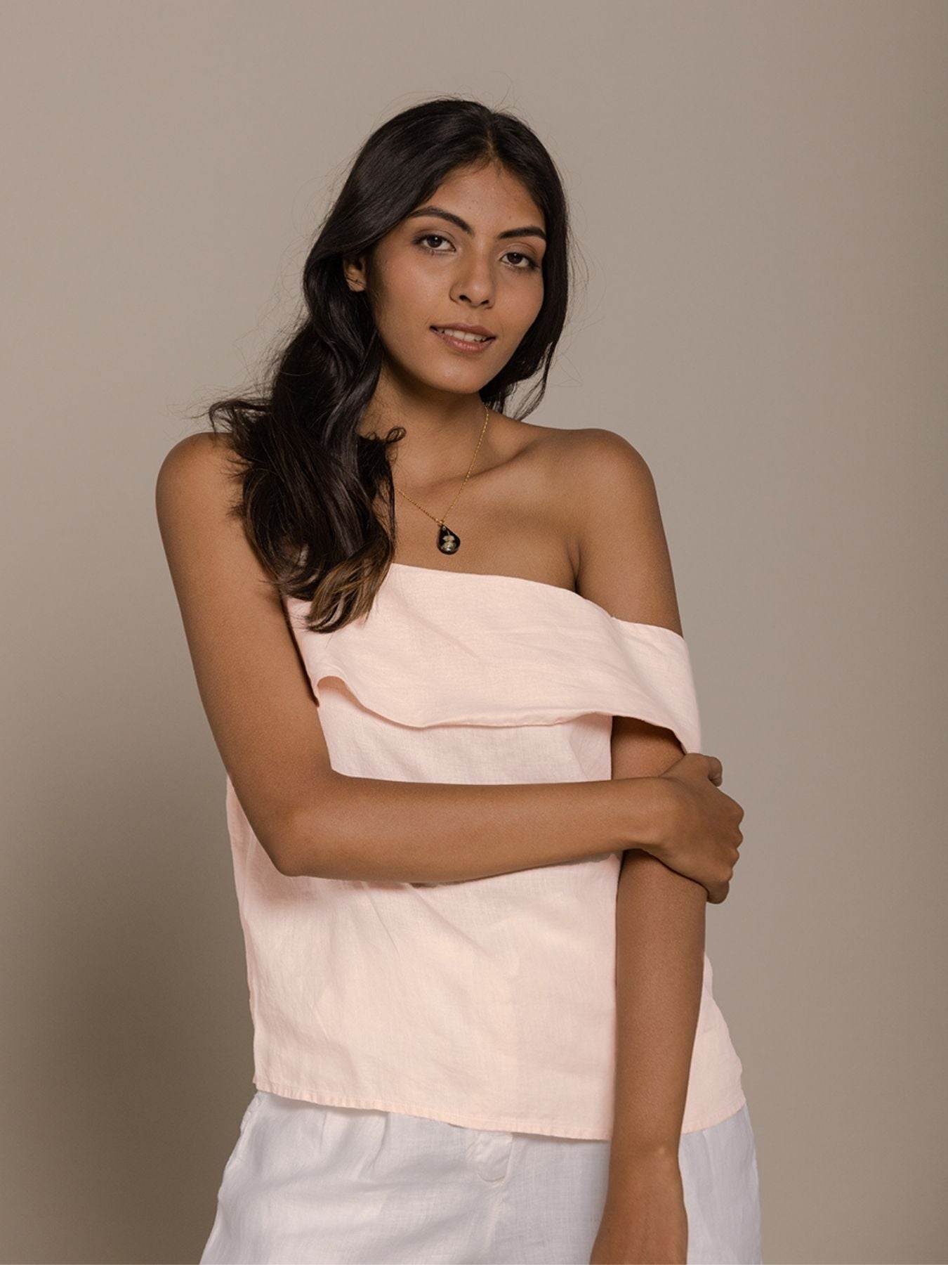 Releve Fashion Reistor Pink The Wandering Wave One-Shoulder Top Ethical Designer Brand Sustainable Fashion Conscious Clothing Purchase with Purpose Shop for Good